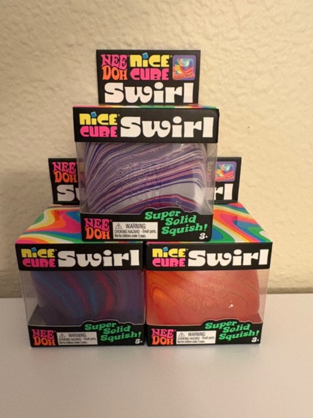 Nee Doh Nice Cube Swirl  Squish Toy Fidget Real Set of 3